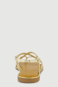 Faux Leather Strappy Toe Loop Sandals