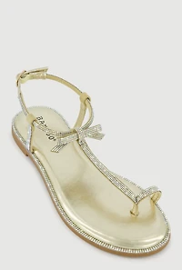 Rhinestone Toe Loop Ankle Strap Thong Sandals