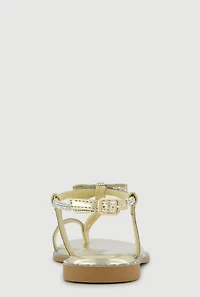 Rhinestone Toe Loop Ankle Strap Thong Sandals