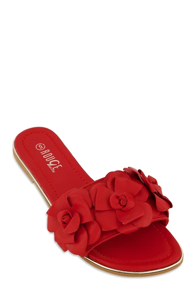 Floral Band Slide Sandals