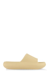 Womens Stylish EVA Foam Open Toe Slide Sandals, Beige,