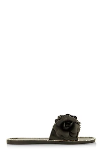Womens Flower Band Jelly Slide Sandals, Black, Size 9