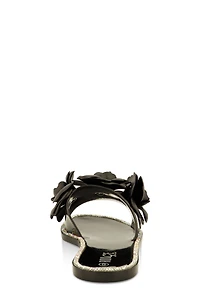 Womens Flower Band Jelly Slide Sandals,