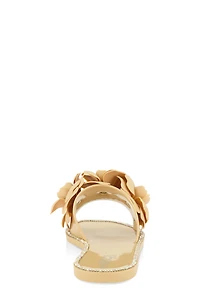 Womens Flower Band Jelly Slide Sandals,