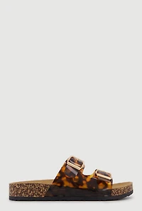 Double Buckle Band Footbed Sandals