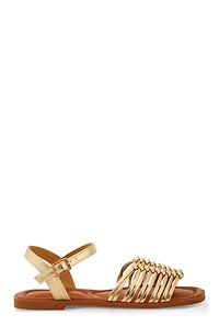 Woven Band Ankle Strap Sandals