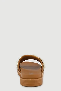 Rhinestone Faux Pearl Band Slide Sandals