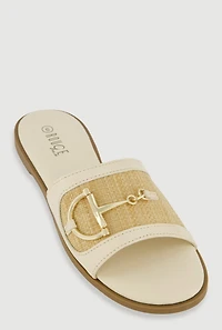 Metallic Horsebit Band Open Toe Sandals