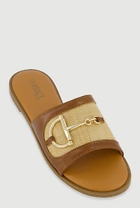Metallic Horsebit Band Open Toe Sandals