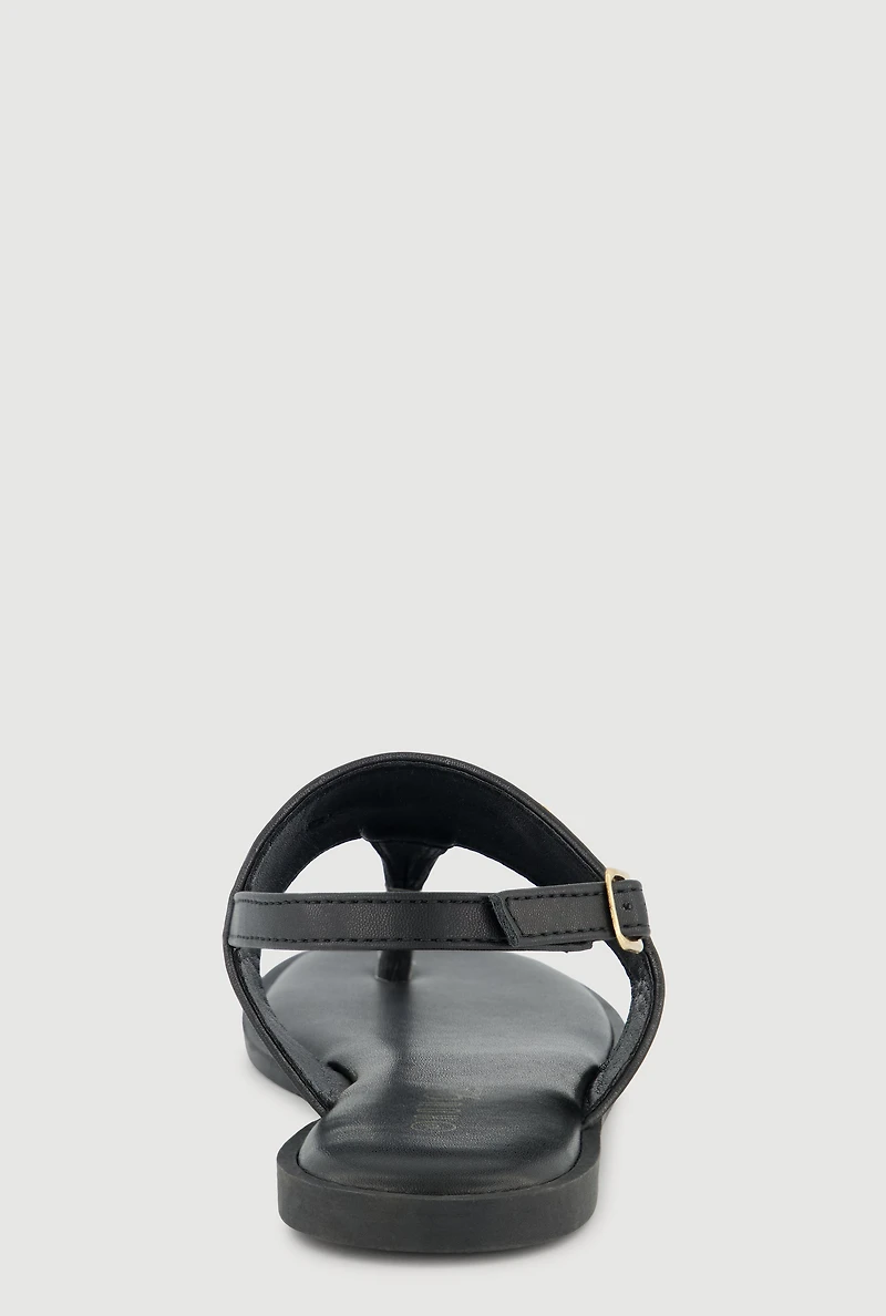 Metallic Detail Ankle Strap Thong Sandals