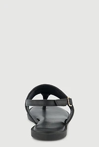 Metallic Detail Ankle Strap Thong Sandals