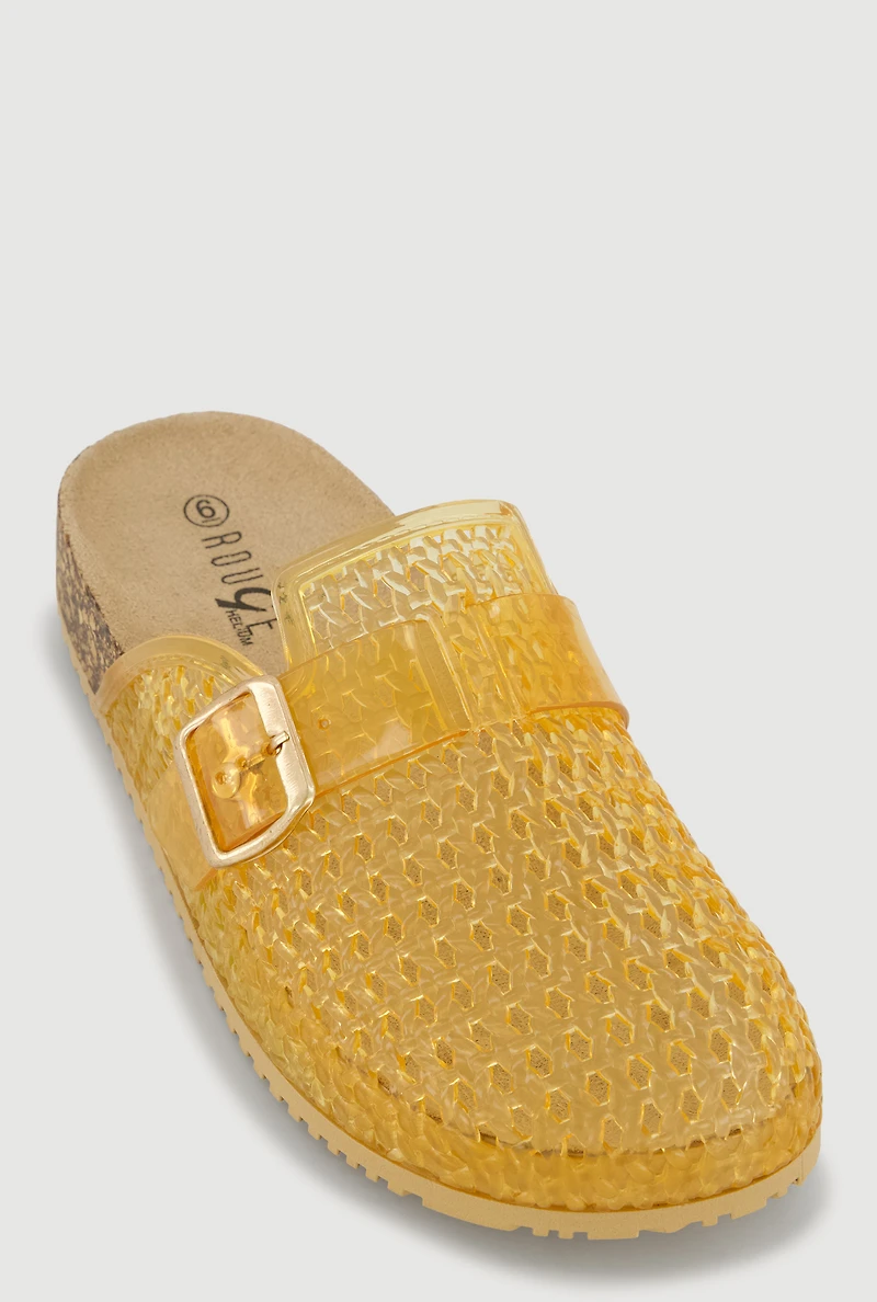 Jelly Buckle Detail Footbed Clogs