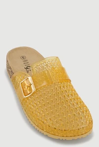 Jelly Buckle Detail Footbed Clogs