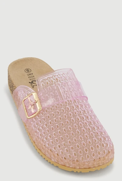 Jelly Buckle Detail Footbed Clogs