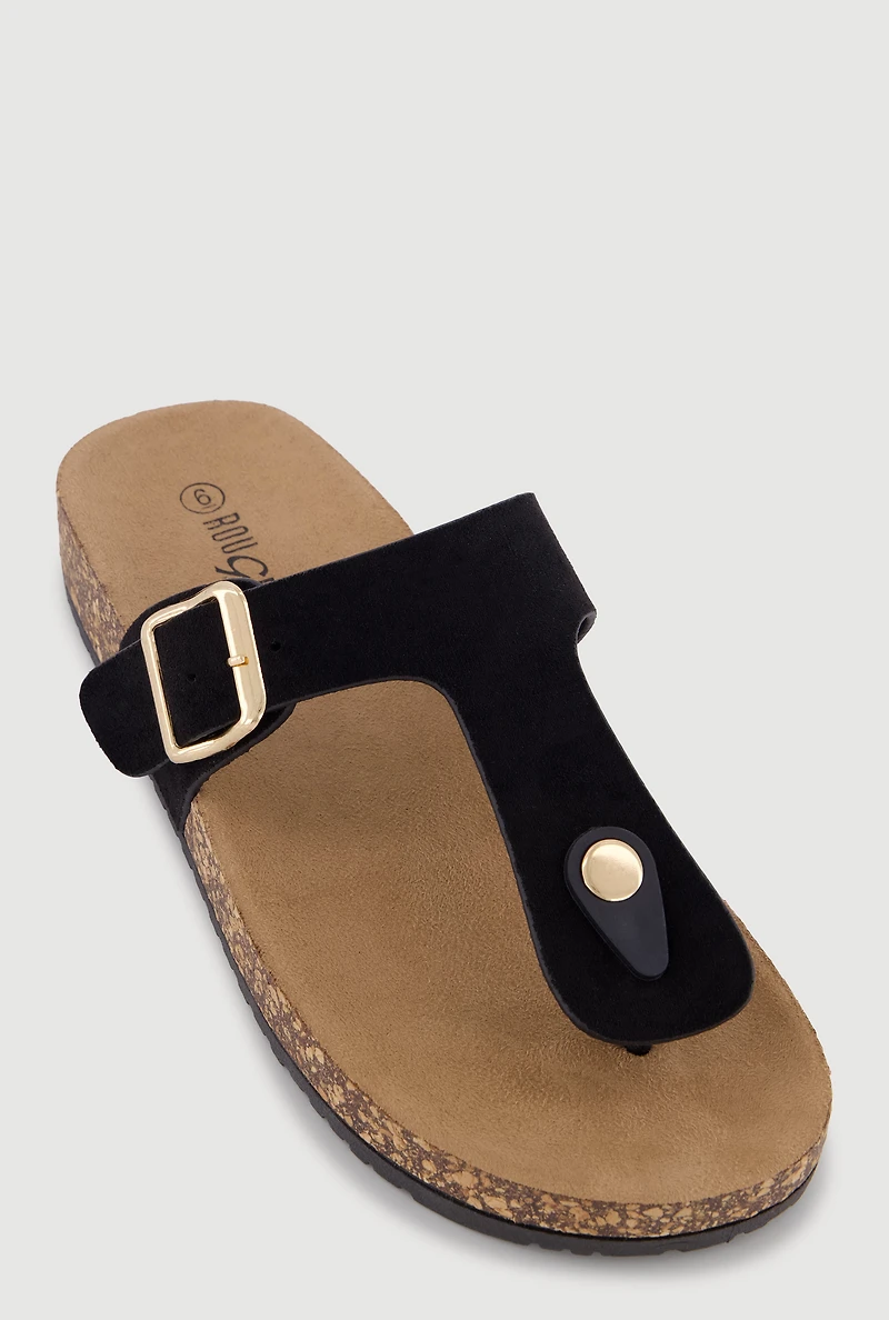 Buckle Band Thong Footbed Sandals