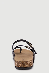 Double Buckle Toe Loop Footbed Sandals