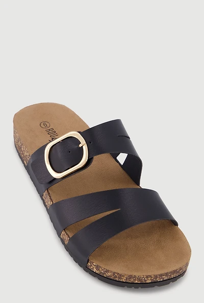 Slit Double Band Footbed Sandals