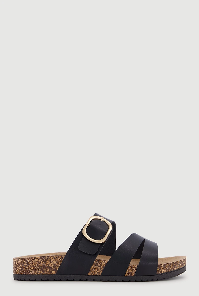 Slit Double Band Footbed Sandals