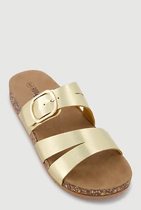 Slit Double Band Footbed Sandals