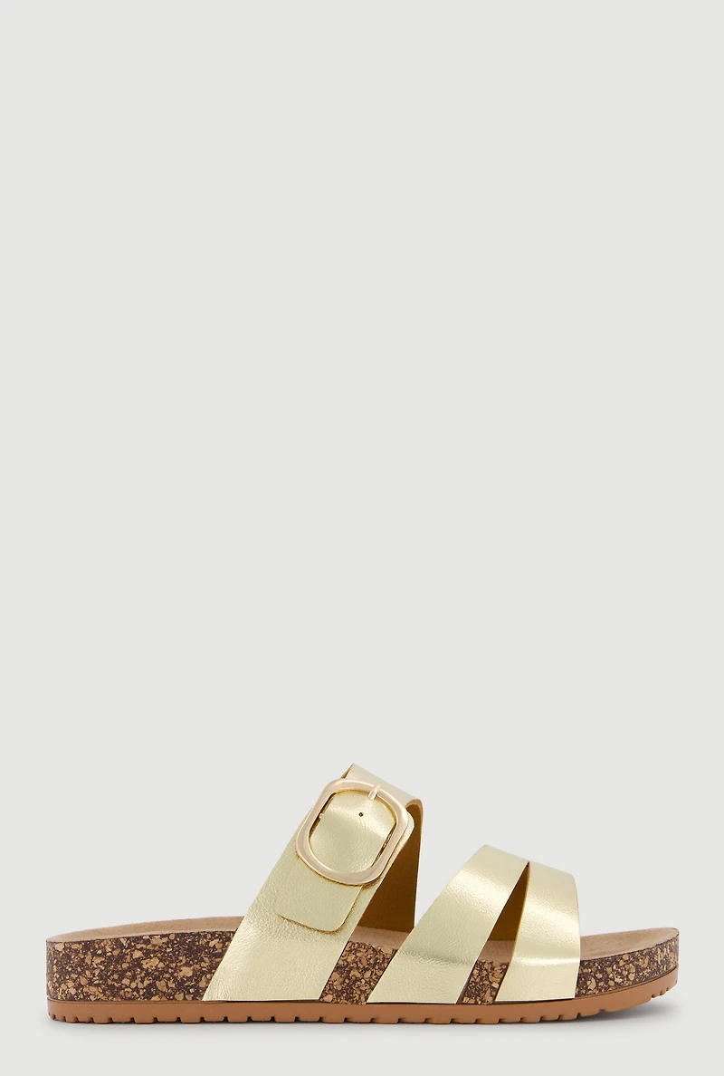 Slit Double Band Footbed Sandals