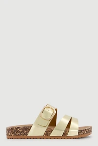 Slit Double Band Footbed Sandals