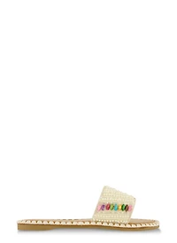 Womens Bohemian Slide Sandals, White, Size 11