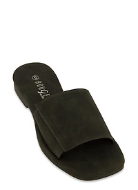 Womens Faux Suede Slide Sandals, Black, Size 9