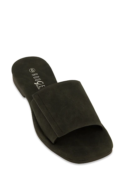 Womens Faux Suede Slide Sandals, Black, Size 10