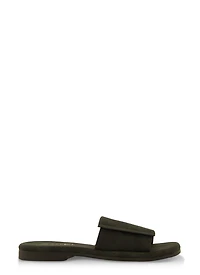 Womens Faux Suede Slide Sandals, Black, Size 9