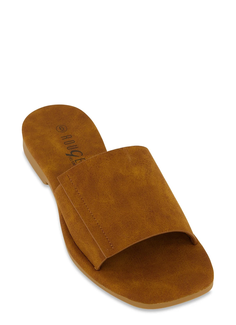 Faux Suede Slide Sandals