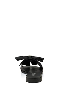 Womens Bow Band Open Toe Slide Sandals, 9