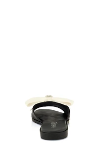 Womens Bow Band Open Toe Slide Sandals,