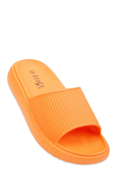 Womens Low Platform Pool Slides, Orange, Size 10