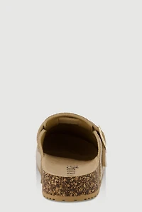 Womens Faux Suede Clogs with Rhinestone and Pearl Charms,