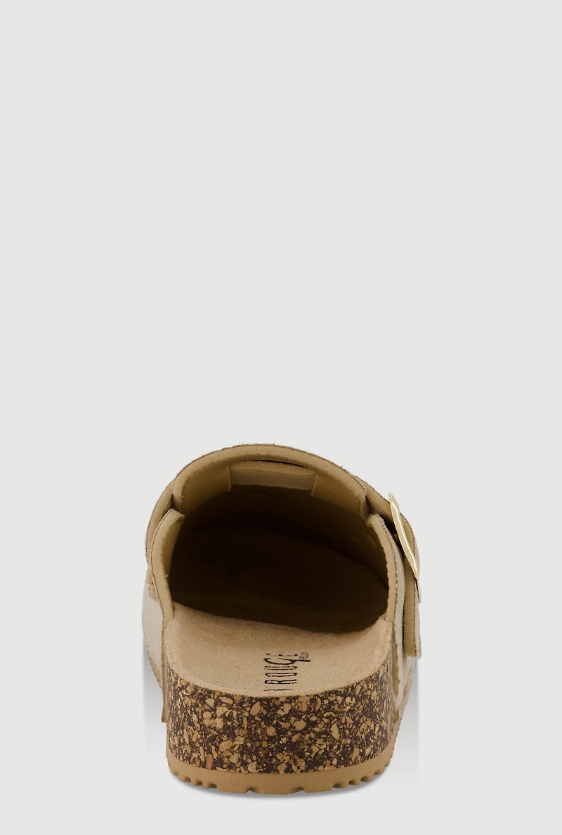 Faux Suede Clogs with Rhinestone and Pearl Charms