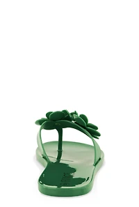 Jelly Rhinestone Flower Detail Thong Sandals