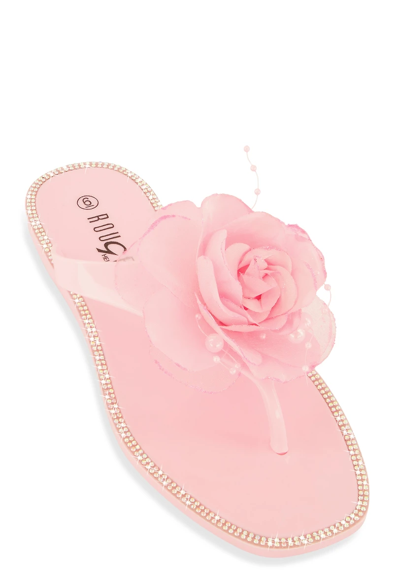 Rose Jelly Thong Slide Sandals