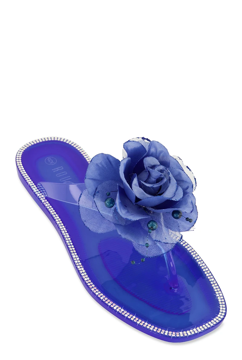 Rose Jelly Thong Slide Sandals