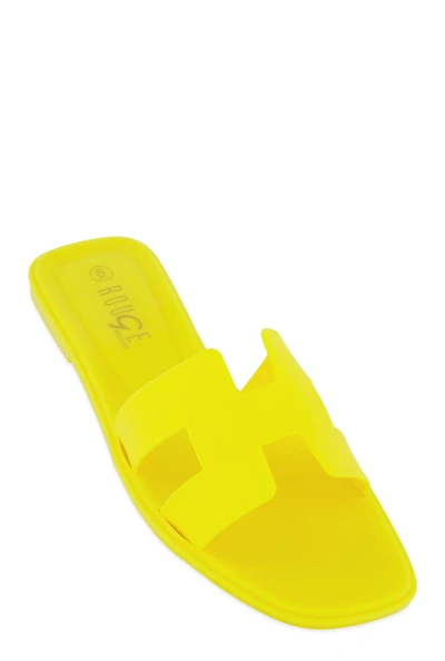 Womens Jelly H Band Slide Sandals, Yellow, Size 9