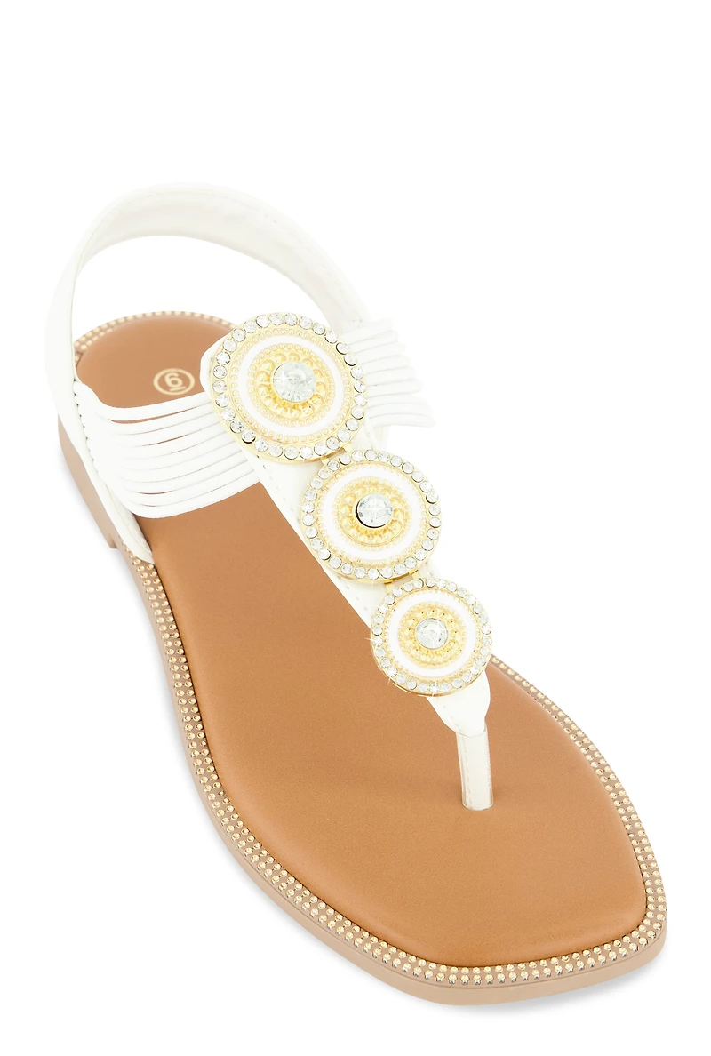 Three Pendant Corded Thong Sandals