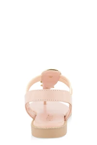 Womens Three Pendant Corded Thong Sandals, Pink,