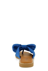 Faux Suede Bow Thong Slide Sandals