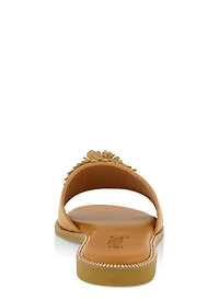 Rhinestone Studded 3D Floral Band Slide Sandals