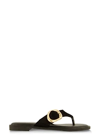 Womens Buckle Detail Thong Slide Sandals,