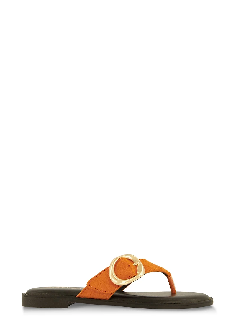 Womens Buckle Detail Thong Slide Sandals, Orange, Size 6