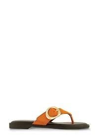 Womens Buckle Detail Thong Slide Sandals, Orange, Size 6