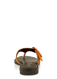Womens Buckle Detail Thong Slide Sandals, Orange, Size 6