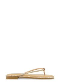 Rhinestone Trim Thong Sandals