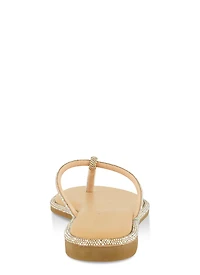 Rhinestone Trim Thong Sandals
