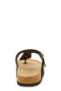 Womens Buckle Detail Thong Footbed Sandals, Black, Size 7